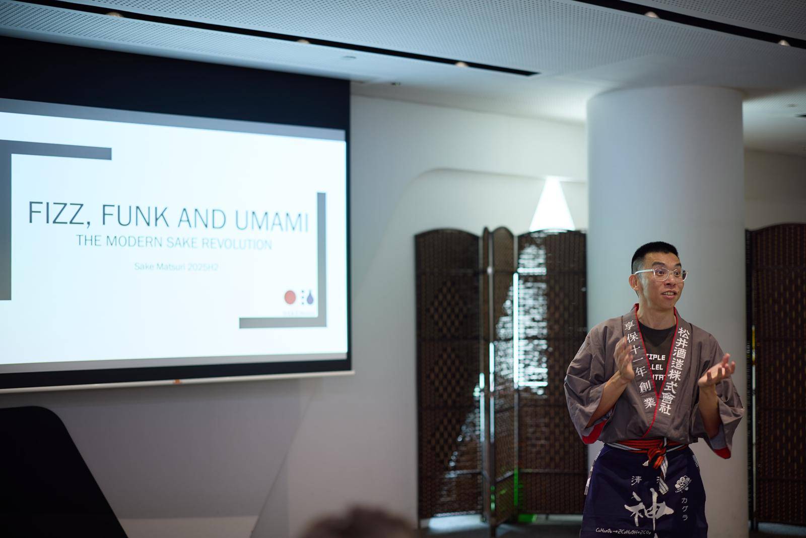 Hansel presenting Fizz, Funk and Umami at Sake Matsuri Singapore